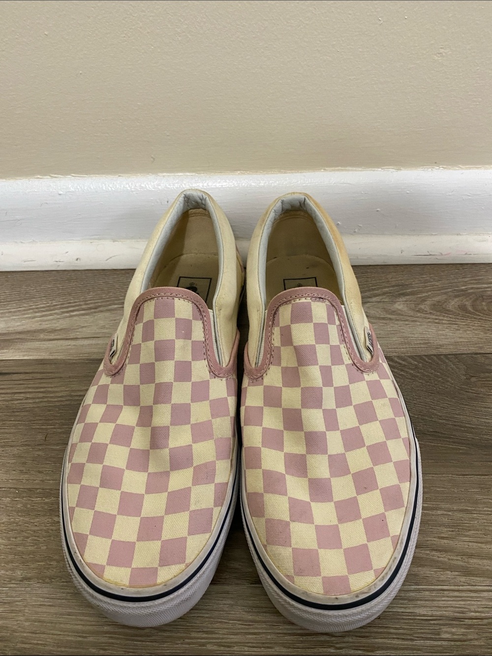 Vans Classic Slip-On Checkerboard Loafers in Light Purple and Cream